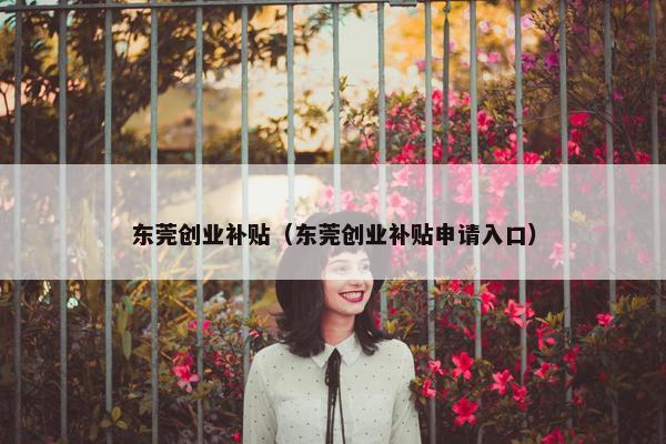 东莞创业补贴（东莞创业补贴申请入口）