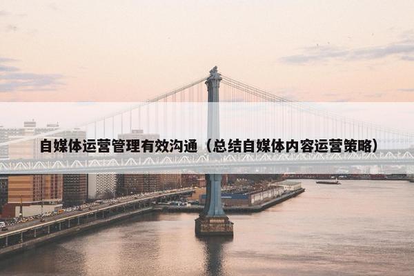 自媒体运营管理有效沟通（总结自媒体内容运营策略）