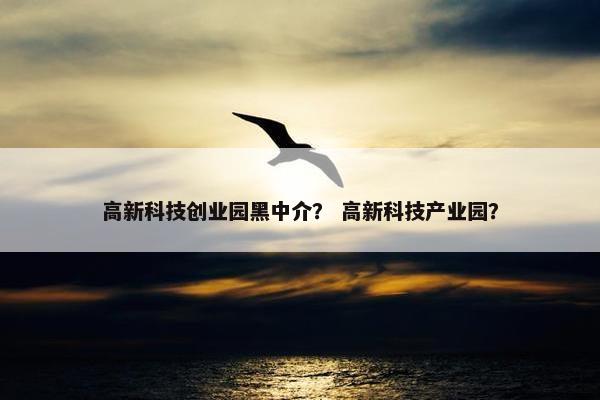 高新科技创业园黑中介？ 高新科技产业园？