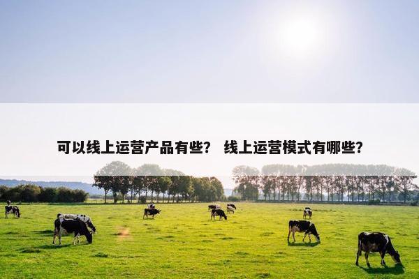 可以线上运营产品有些？ 线上运营模式有哪些？