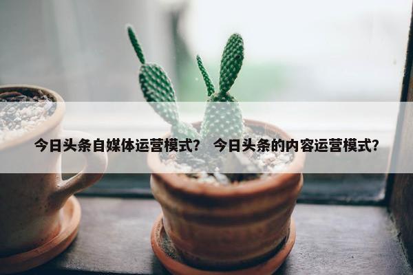今日头条自媒体运营模式？ 今日头条的内容运营模式？