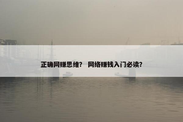 正确网赚思维？ 网络赚钱入门必读？