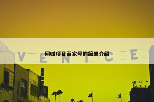 网赚项目百家号的简单介绍
