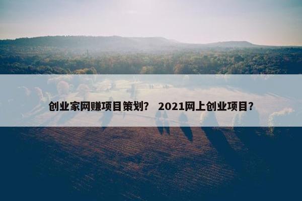 创业家网赚项目策划？ 2021网上创业项目？