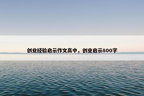 创业经验启示作文高中，创业启示800字