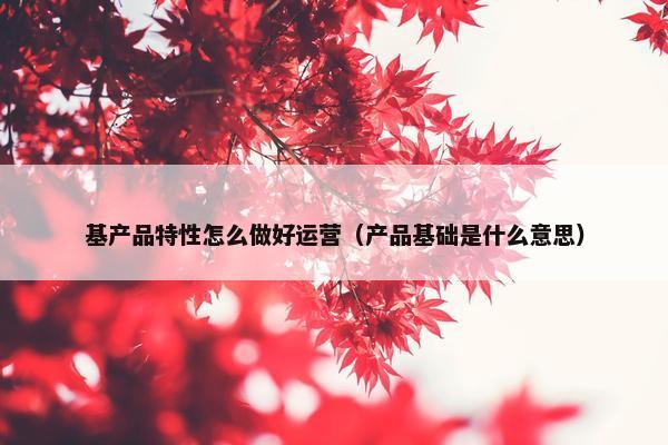 基产品特性怎么做好运营（产品基础是什么意思）
