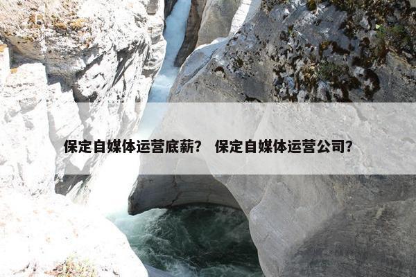 保定自媒体运营底薪？ 保定自媒体运营公司？