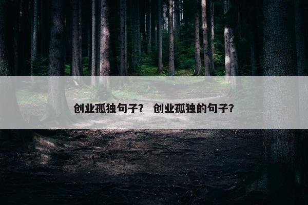 创业孤独句子？ 创业孤独的句子？