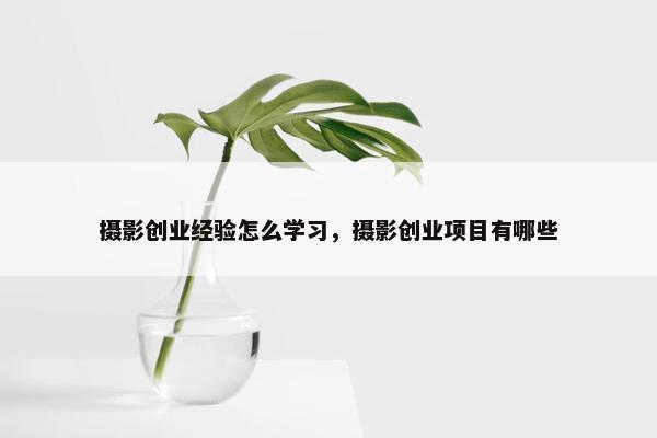 摄影创业经验怎么学习，摄影创业项目有哪些