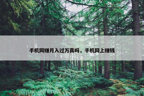 手机网赚月入过万真吗，手机网上赚钱
