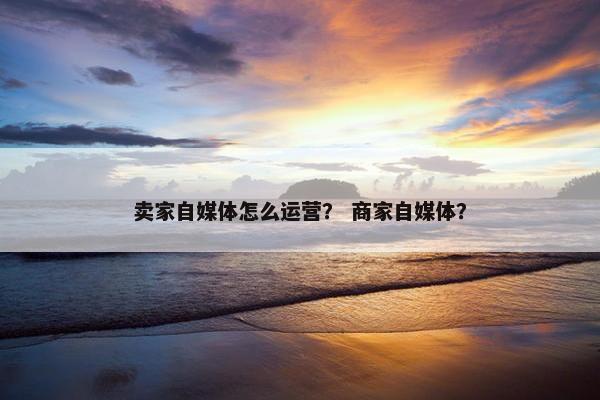卖家自媒体怎么运营？ 商家自媒体？