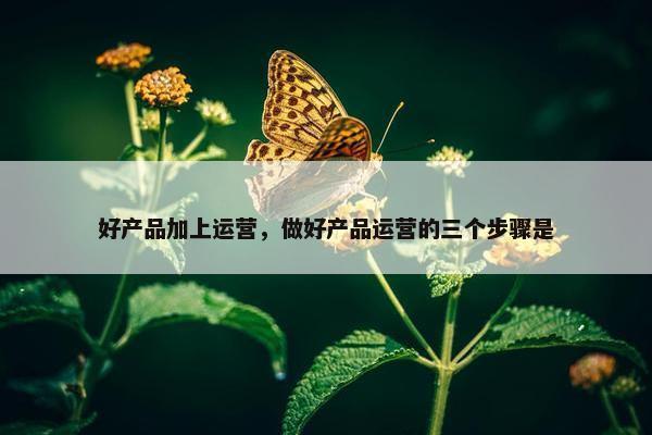 好产品加上运营，做好产品运营的三个步骤是