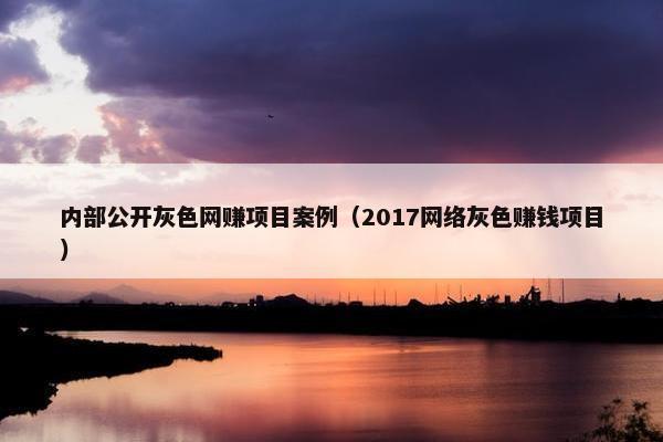内部公开灰色网赚项目案例（2017网络灰色赚钱项目）