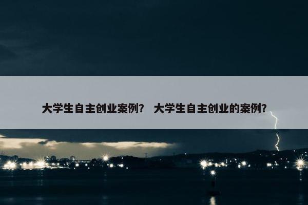 大学生自主创业案例？ 大学生自主创业的案例？