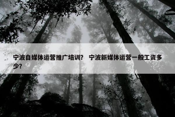 宁波自媒体运营推广培训？ 宁波新媒体运营一般工资多少？