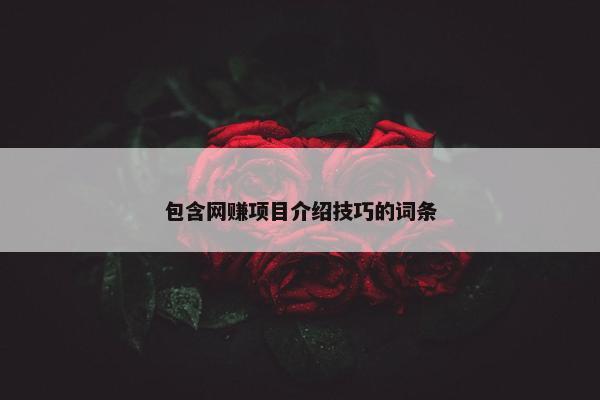 包含网赚项目介绍技巧的词条 包含网赚项目介绍技巧的词条