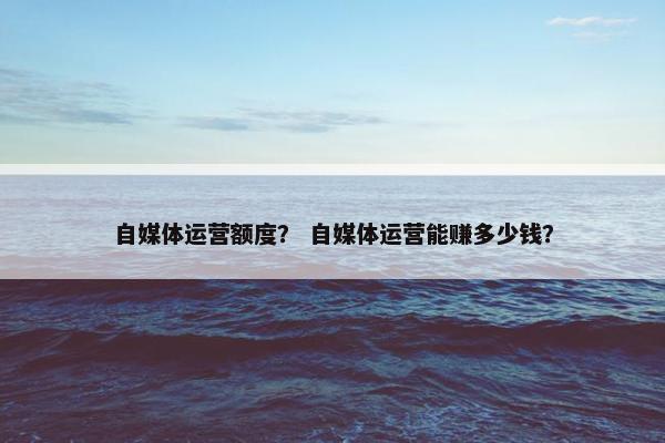自媒体运营额度？ 自媒体运营能赚多少钱？