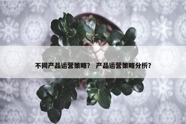 不同产品运营策略? 产品运营策略分析?