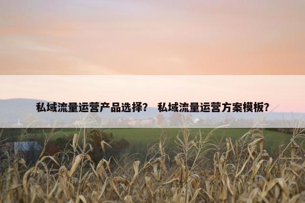 私域流量运营产品选择？ 私域流量运营方案模板？