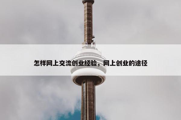 怎样网上交流创业经验，网上创业的途径