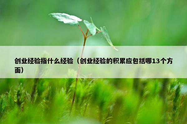创业经验指什么经验（创业经验的积累应包括哪13个方面）