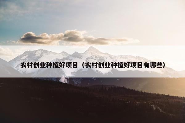 农村创业种植好项目（农村创业种植好项目有哪些）