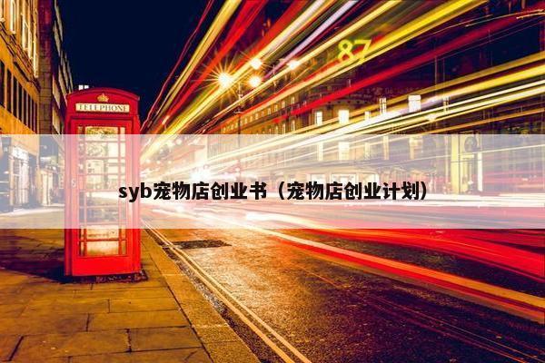 syb宠物店创业书（宠物店创业计划）