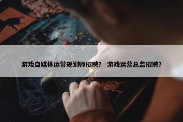 游戏自媒体运营规划师招聘？ 游戏运营总监招聘？