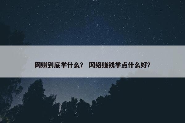 网赚到底学什么？ 网络赚钱学点什么好？