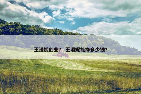 王漫妮创业？ 王漫妮能挣多少钱？