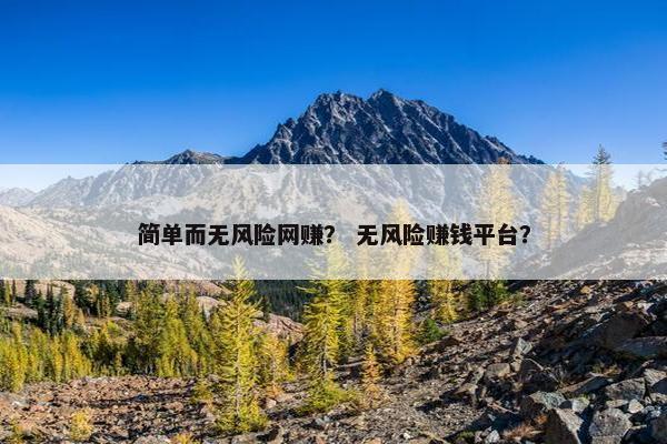 简单而无风险网赚? 无风险赚钱平台?