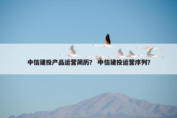 中信建投产品运营简历？ 中信建投运营序列？
