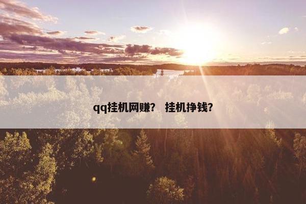 qq挂机网赚？ 挂机挣钱？