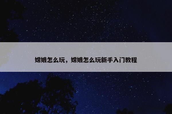 嫦娥怎么玩，嫦娥怎么玩新手入门教程