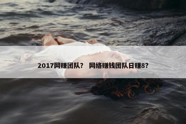 2017网赚团队？ 网络赚钱团队日赚8？