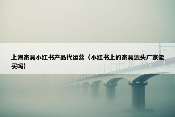 上海家具小红书产品代运营（小红书上的家具源头厂家能买吗）