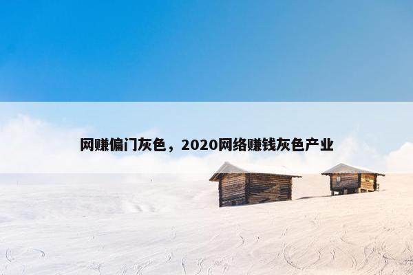 网赚偏门灰色，2020网络赚钱灰色产业