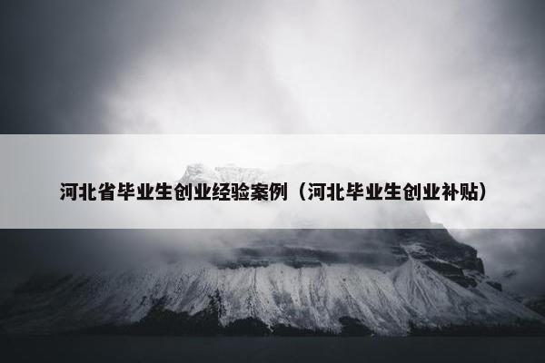 河北省毕业生创业经验案例(河北毕业生创业补贴) 河北省毕业生创业经验案例(河北毕业生创业补贴)