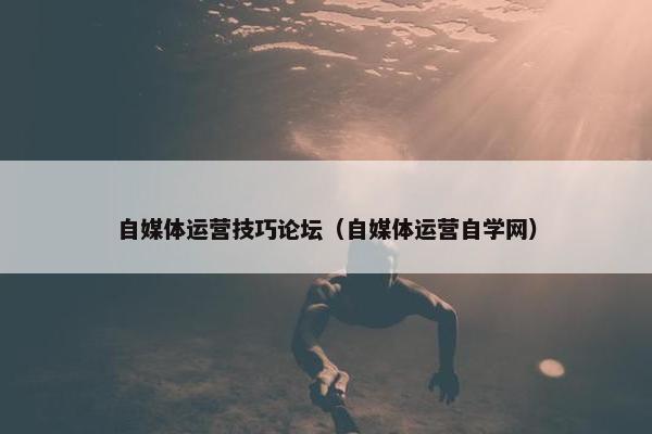 自媒体运营技巧论坛（自媒体运营自学网）