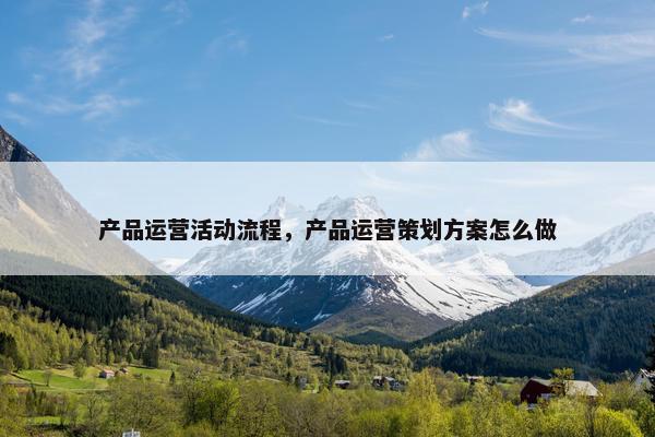 产品运营活动流程，产品运营策划方案怎么做