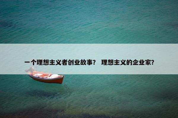 一个理想主义者创业故事？ 理想主义的企业家？