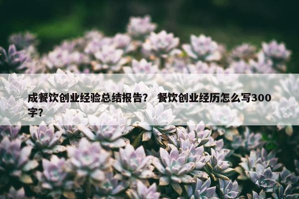 成餐饮创业经验总结报告？ 餐饮创业经历怎么写300字？
