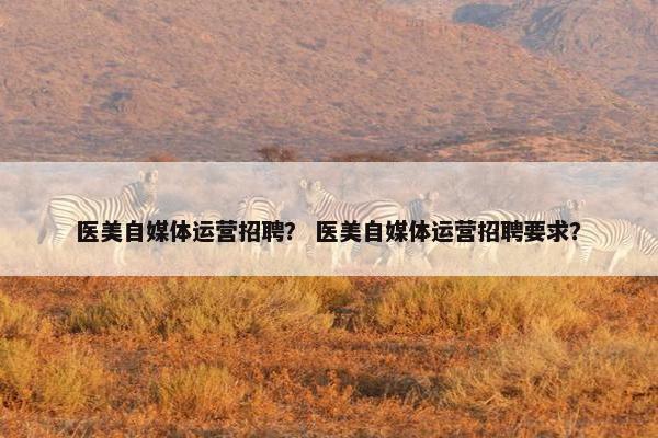 医美自媒体运营招聘？ 医美自媒体运营招聘要求？