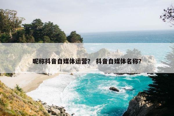 昵称抖音自媒体运营? 抖音自媒体名称?