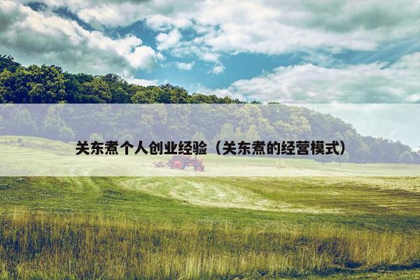 关东煮个人创业经验（关东煮的经营模式）