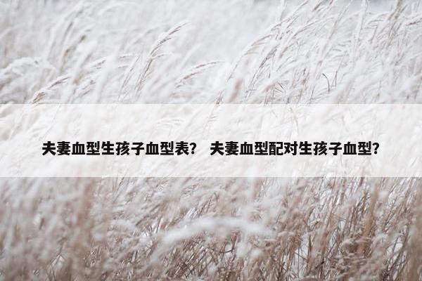 夫妻血型生孩子血型表? 夫妻血型配对生孩子血型? 夫妻血型生孩子血型表? 夫妻血型配对生孩子血型?