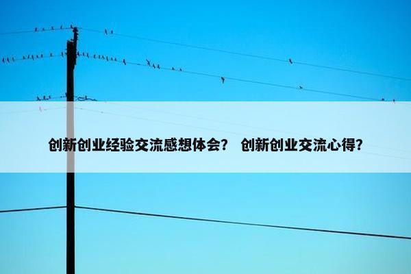 创新创业经验交流感想体会? 创新创业交流心得?