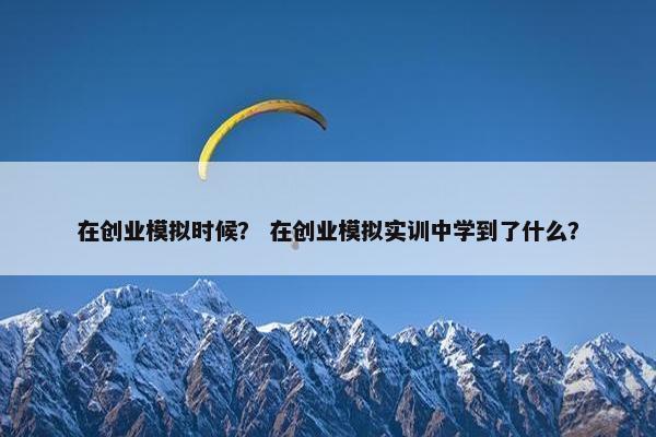 在创业模拟时候？ 在创业模拟实训中学到了什么？