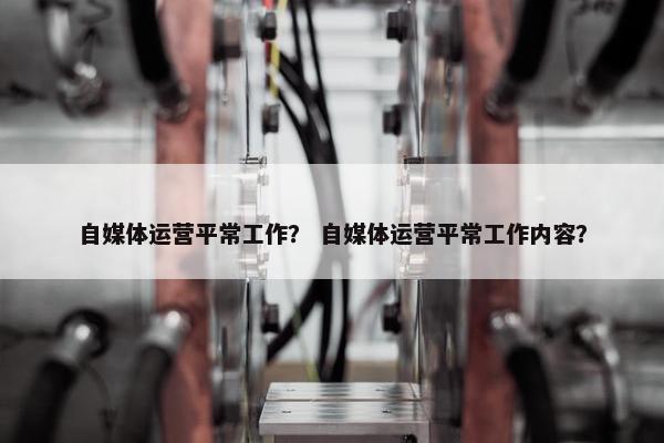 自媒体运营平常工作？ 自媒体运营平常工作内容？