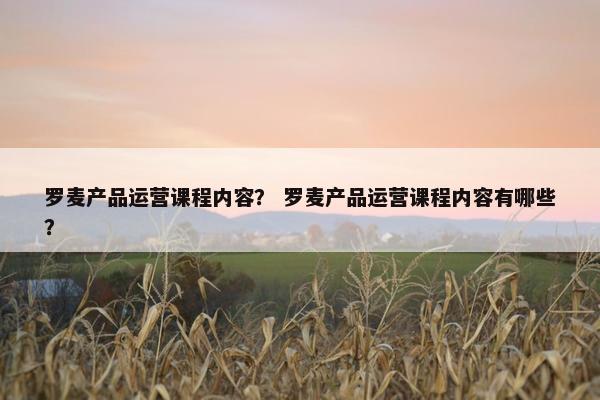 罗麦产品运营课程内容？ 罗麦产品运营课程内容有哪些？